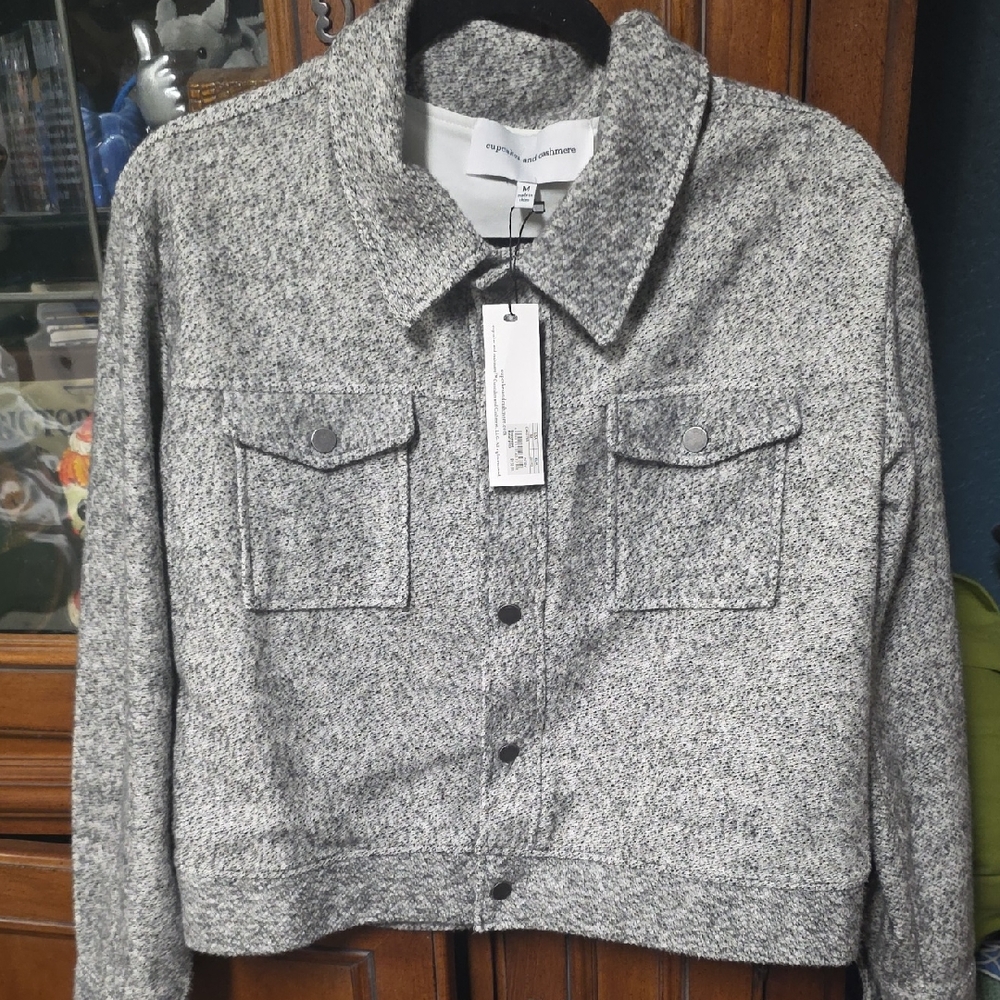 cupcakes & cashmere Textured Gray Utility Jacket